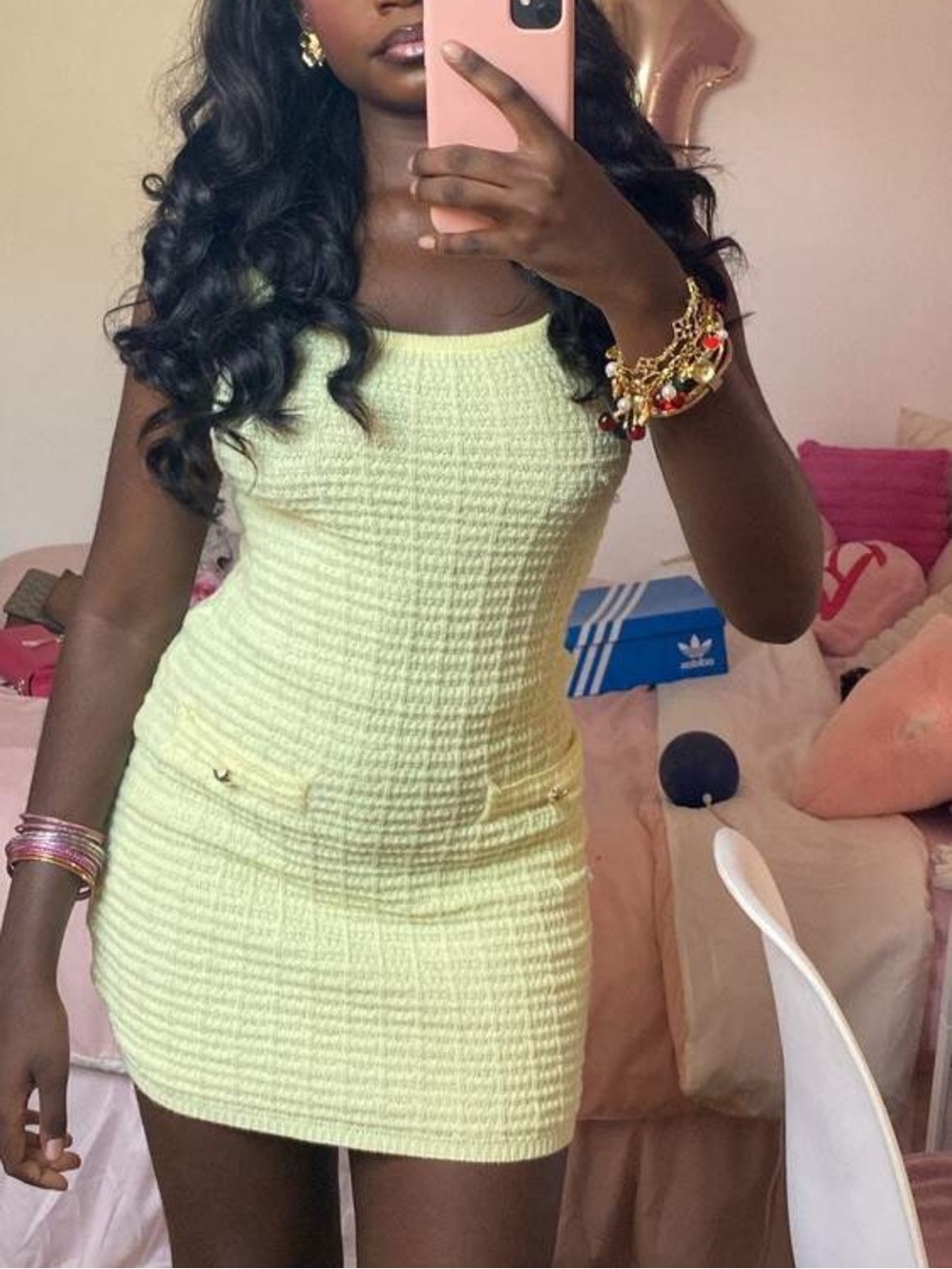 Textured Yellow Tank Dress — Women